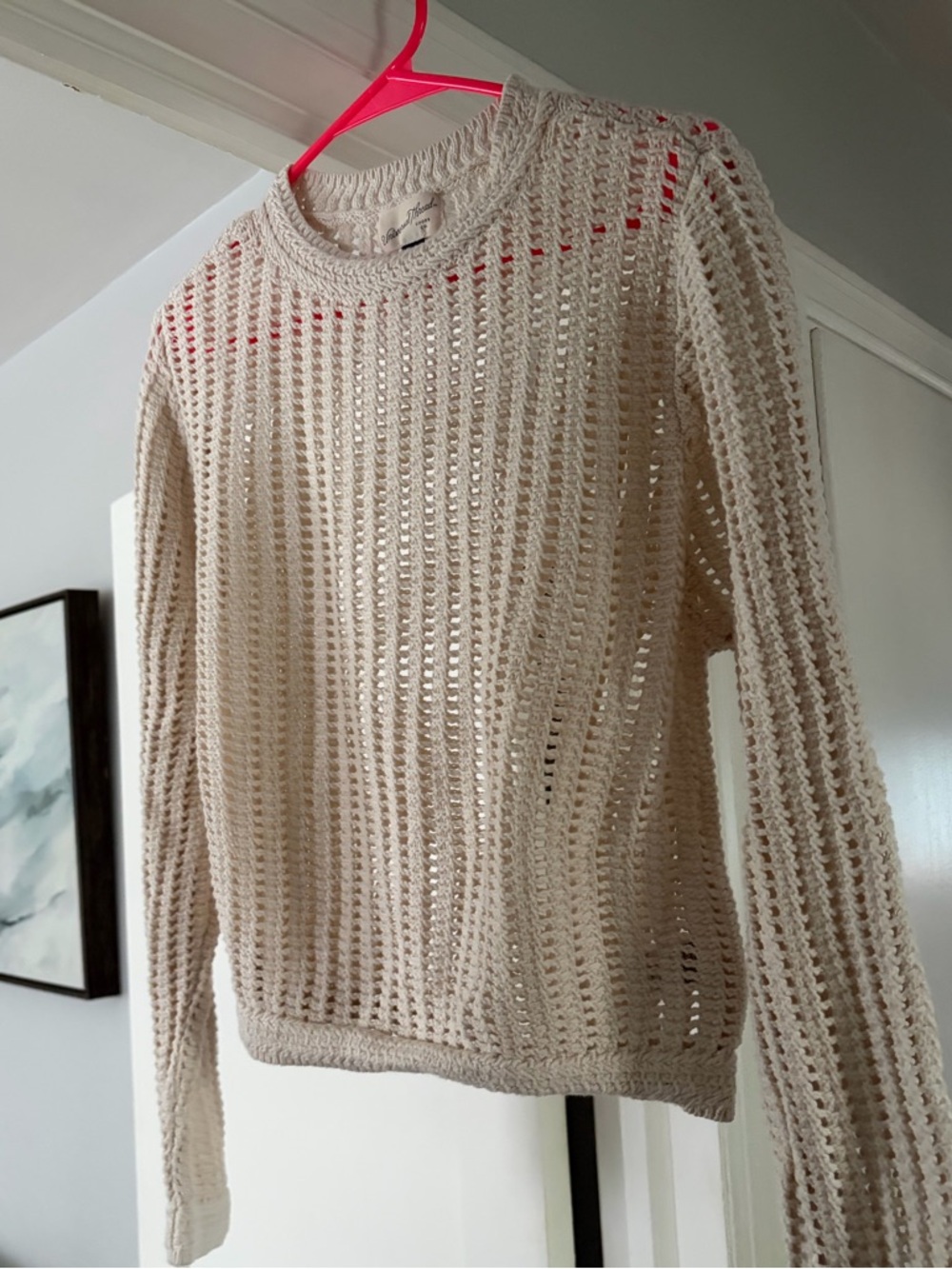 Universal Thread Crochet Openwork Crew Pullover Sweater